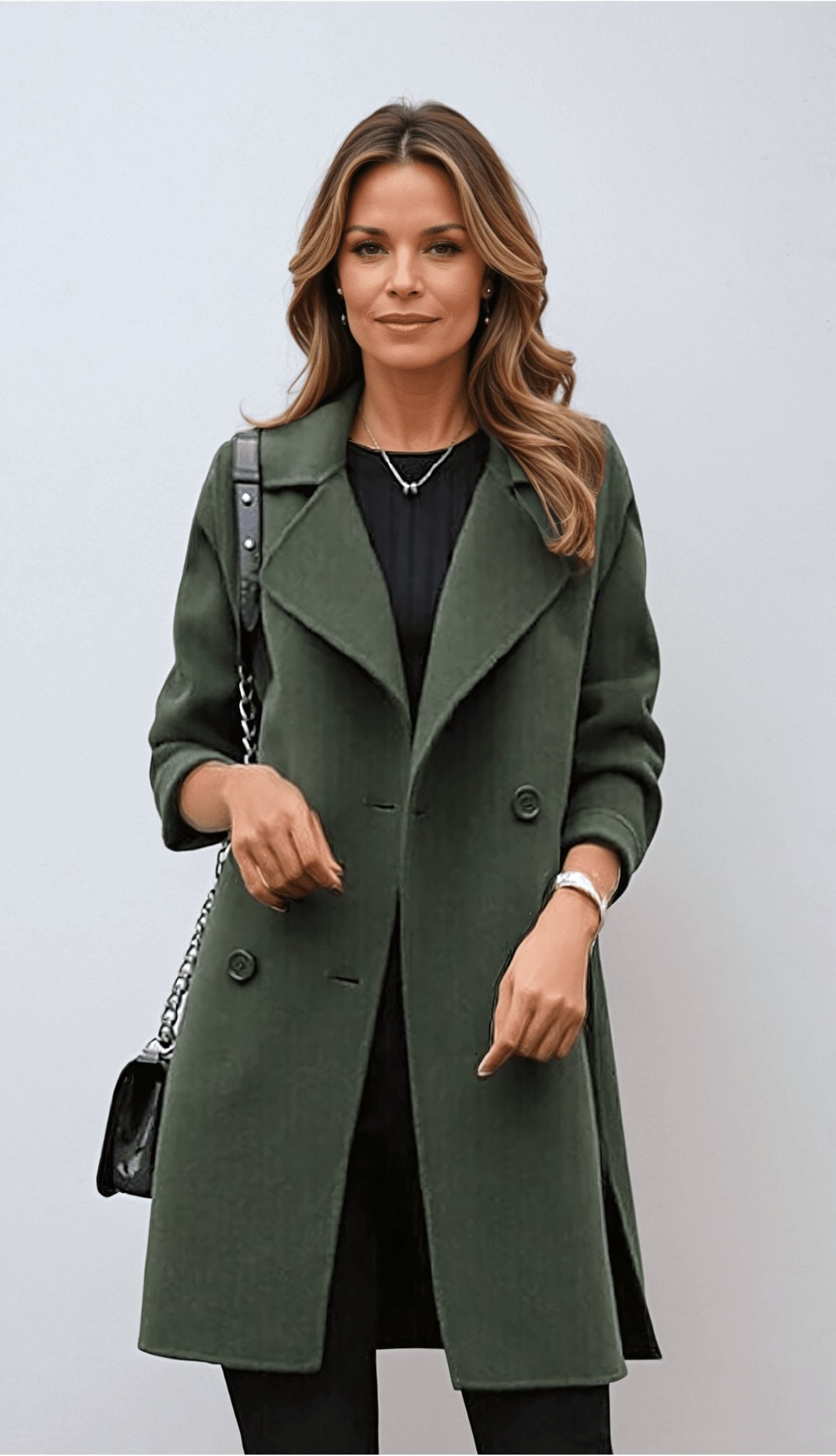 Women's Double-Breasted Mid-Length Coat