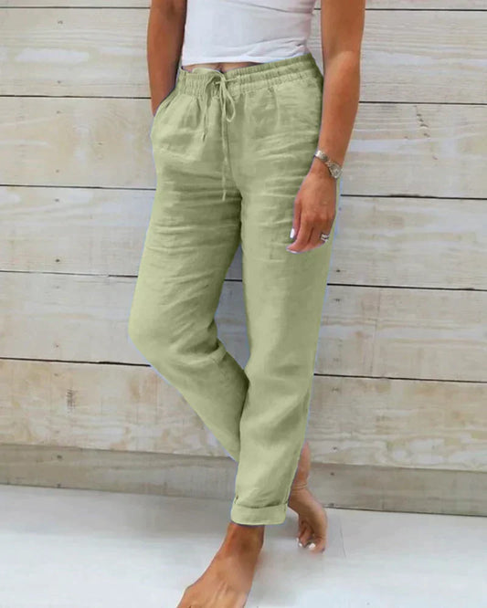 Women's Drawstring Linen Trousers