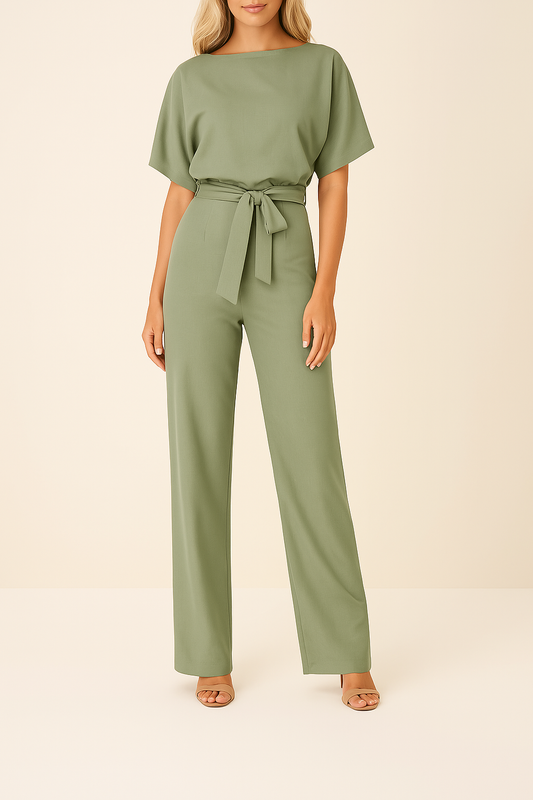 Women's Elegant Belted Wide-Leg Jumpsuit