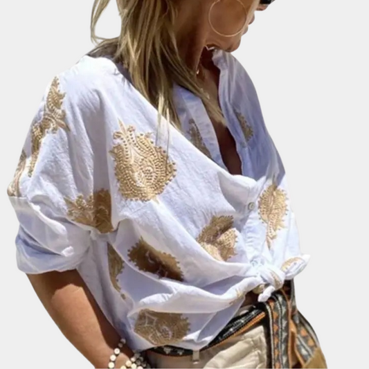Women's Embroidered Button-Down Shirt