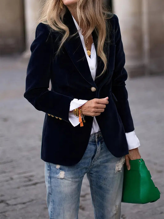 Women's Fitted Velvet Blazer