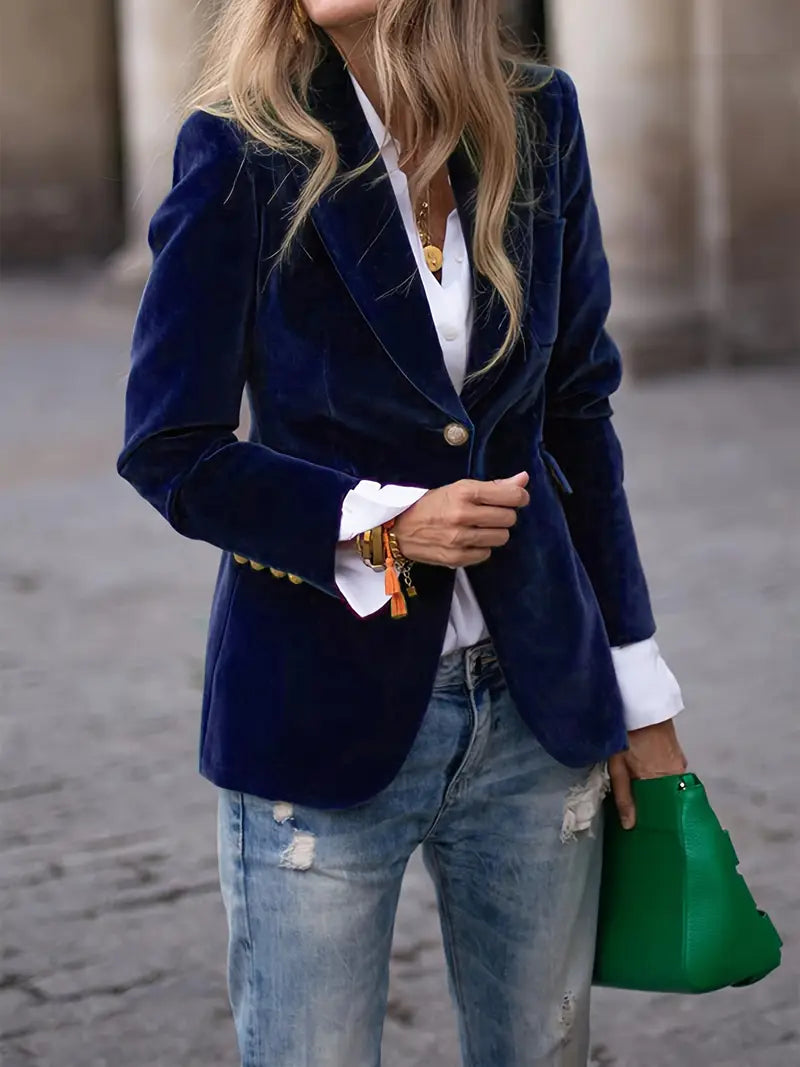 Women's Fitted Velvet Blazer