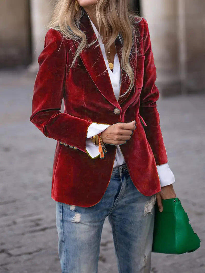 Women's Fitted Velvet Blazer