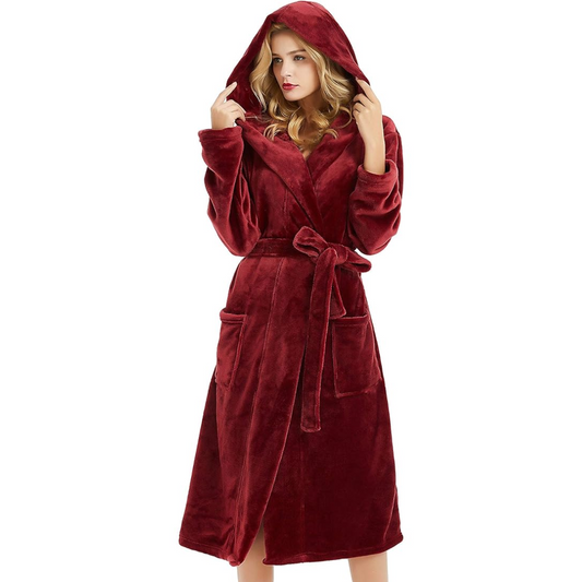 Women's Fleece Hooded Bathrobe
