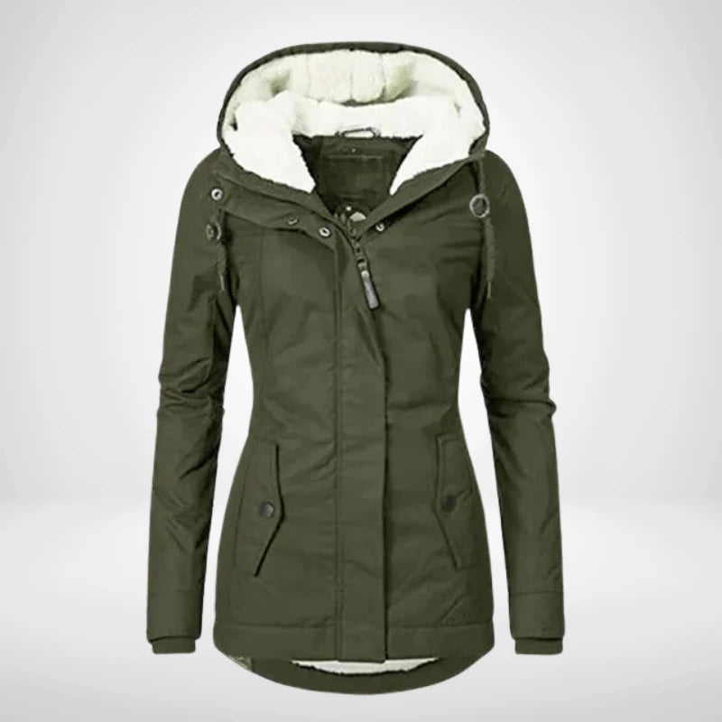 Women's Fleece-Lined Hooded Long Jacket