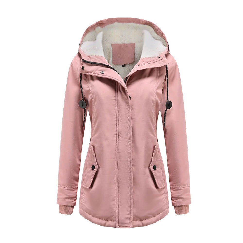 Women's Fleece-Lined Hooded Long Jacket