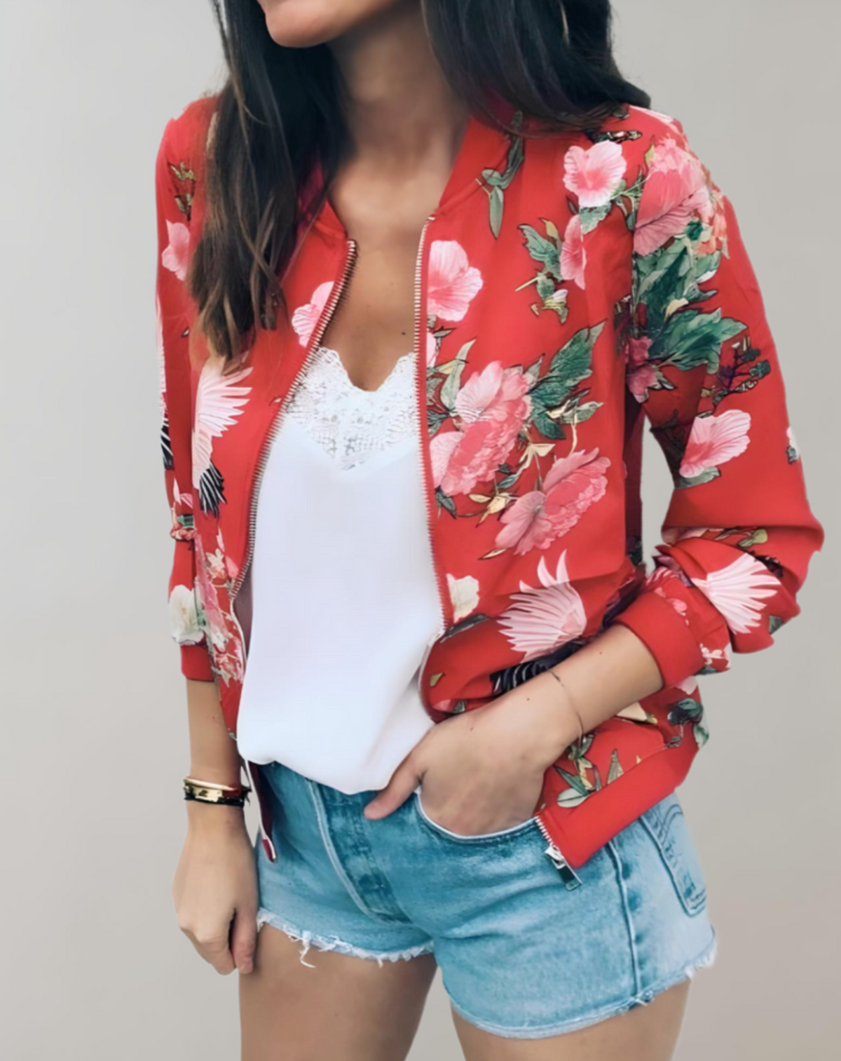 Women's Floral Bomber Jacket