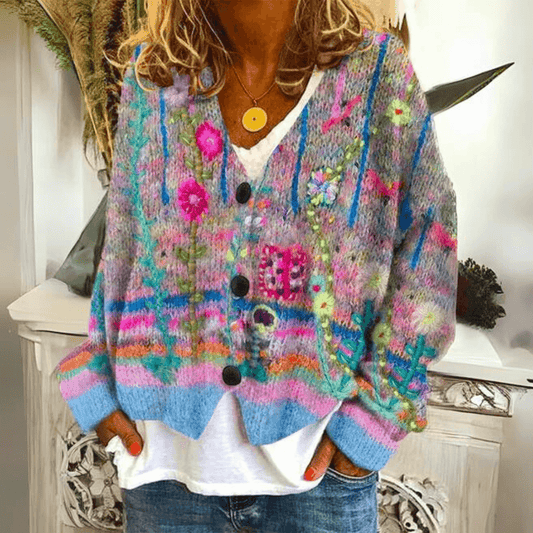 Women's Floral Button-Front Cardigan