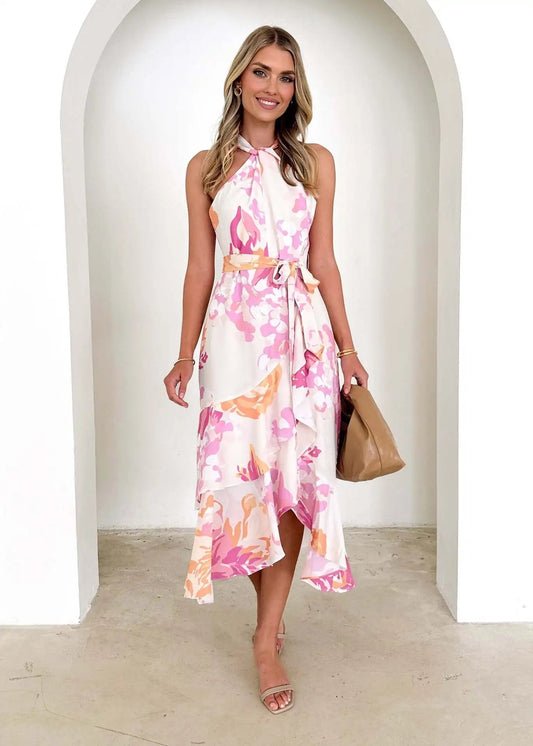 Women's Floral Halter Midi Dress