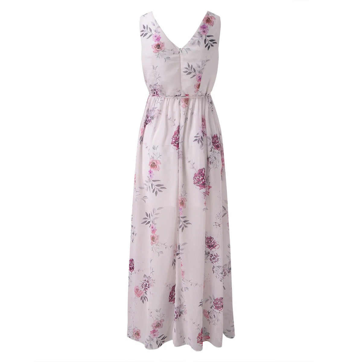 Women's Floral Print V-Neck Wrap Maxi Dress