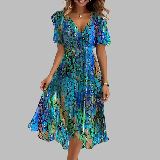 Women's Floral Wrap Midi Dress