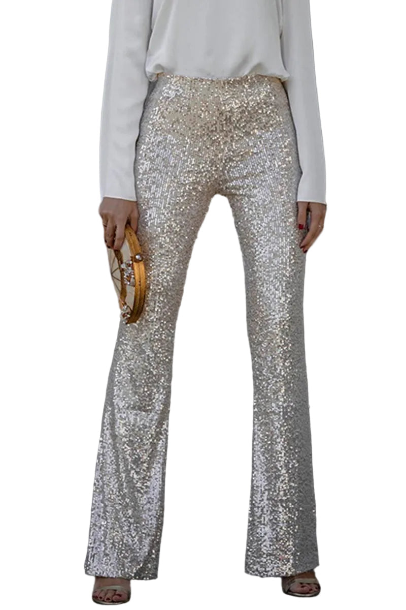 Women's Flowy High-Waisted Flare Trousers