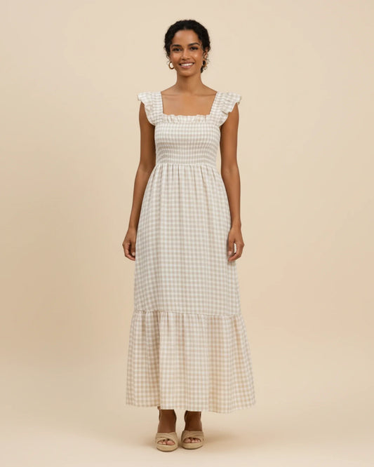 Women's Gingham Maxi Dress