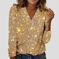 Women's Glittering Sequin V-Neck Top