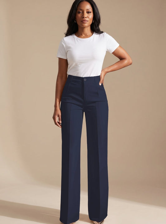 Women's High-Waist Wide-Leg Pleated Dress Pants