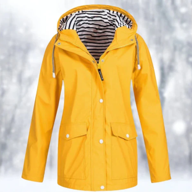 Women's Hooded Button-Front Raincoat