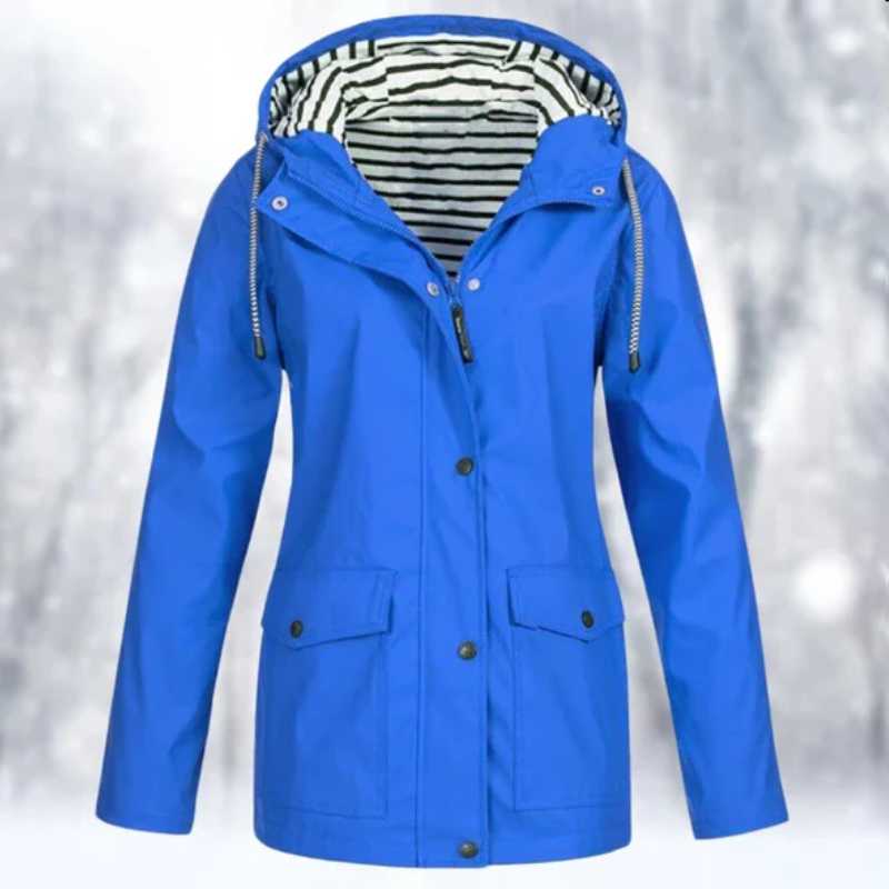 Women's Hooded Button-Front Raincoat