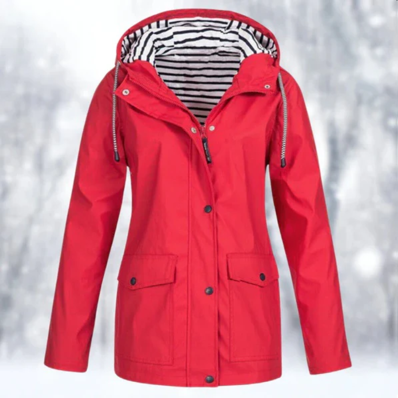 Women's Hooded Button-Front Raincoat