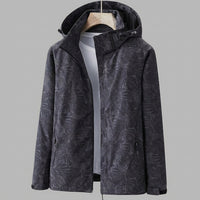 Women's Hooded Waterproof Jacket with Leaf Pattern
