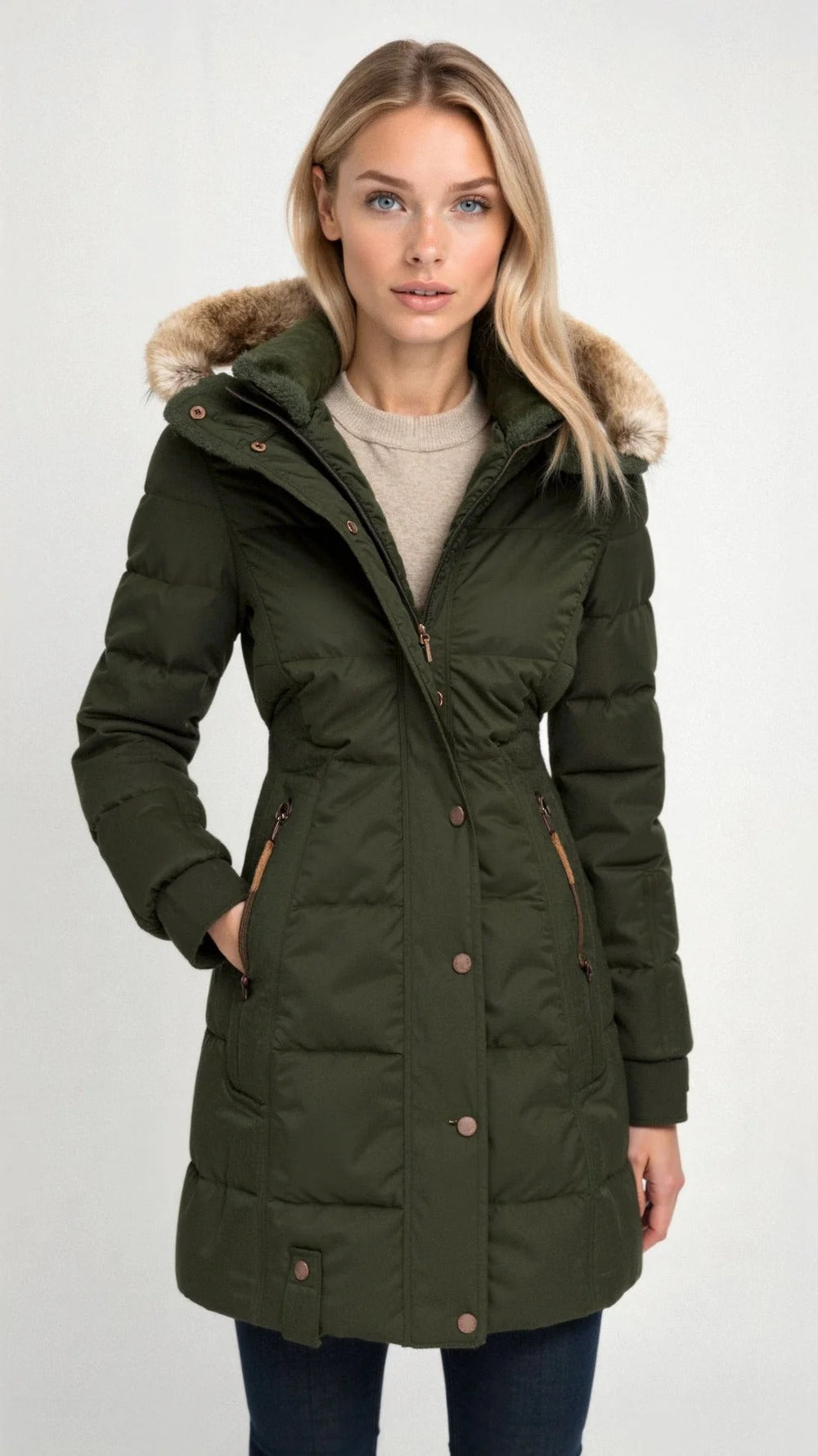 Women's Lined Padded Jacket with Hood