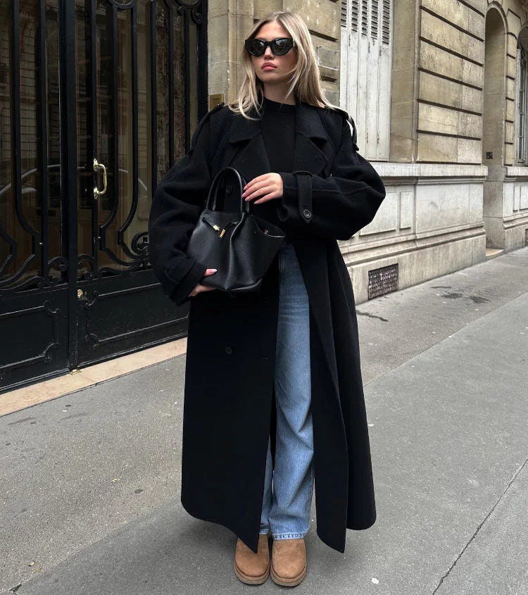 Women's Long Belted Trench Coat