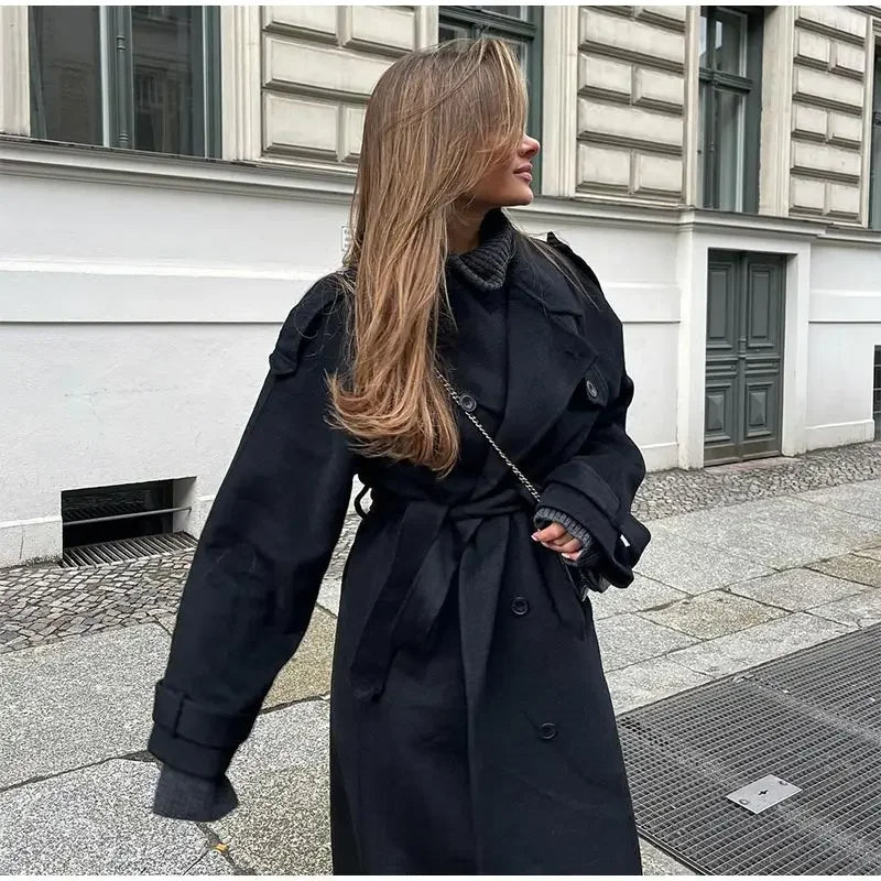 Women's Long Belted Trench Coat