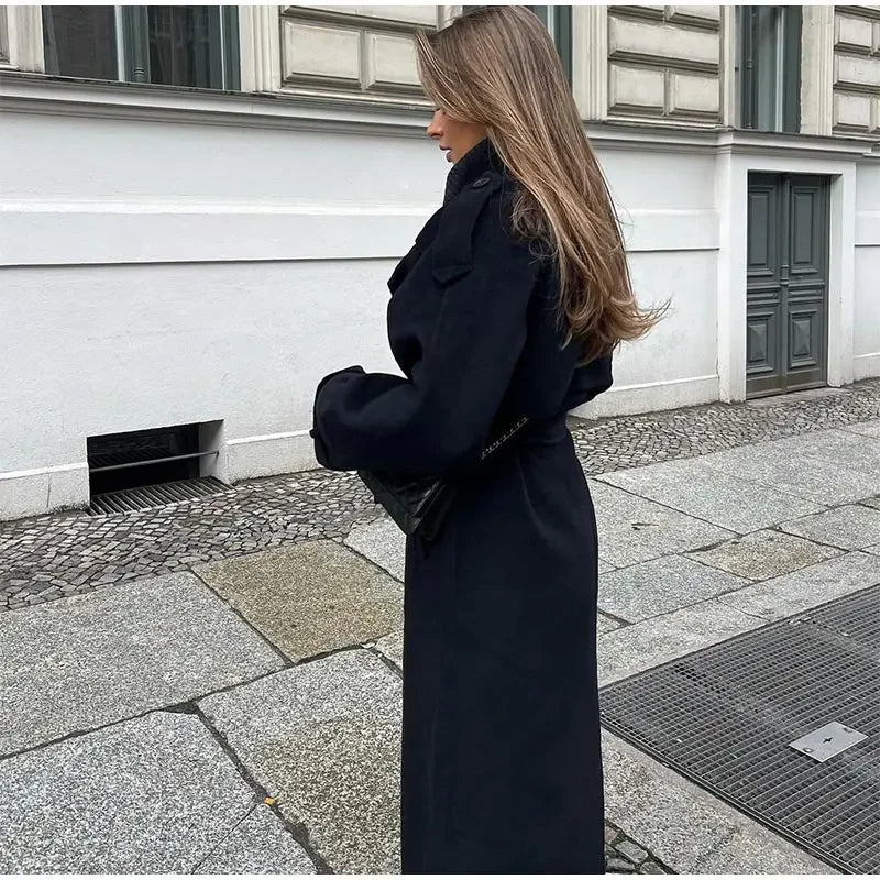 Women's Long Belted Trench Coat