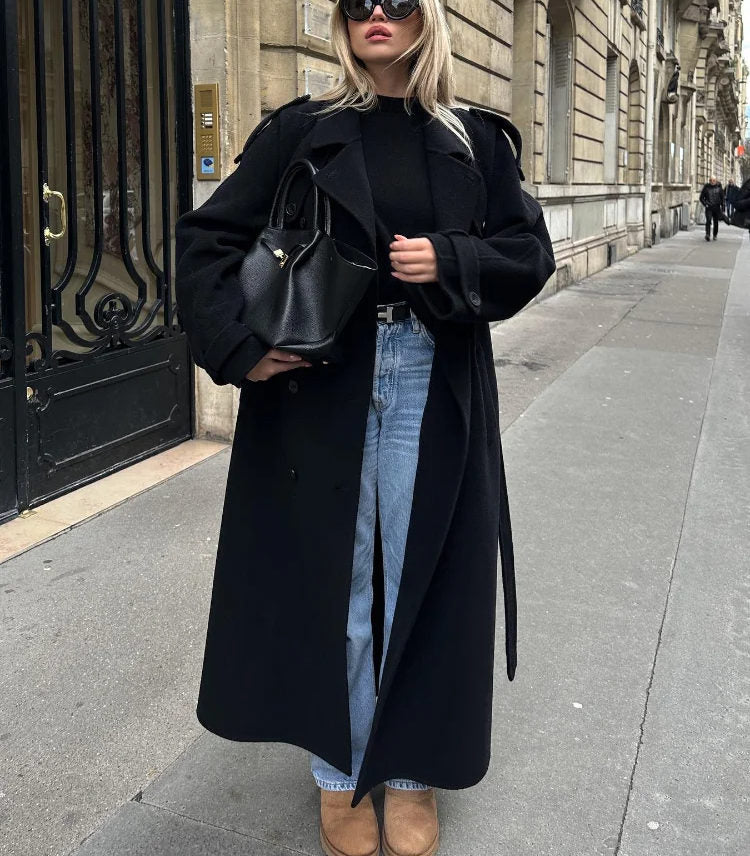Women's Long Belted Trench Coat