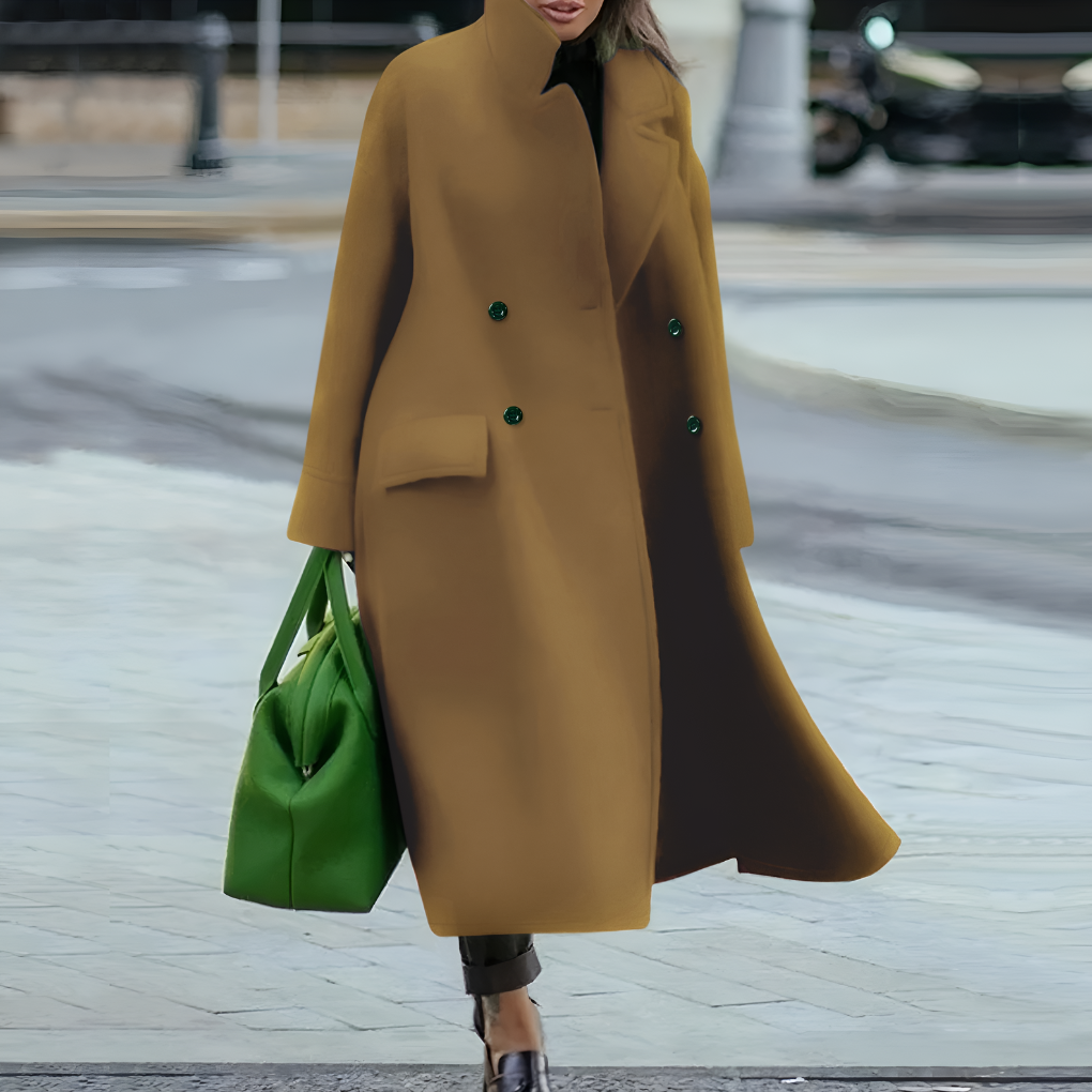 Women's Long Button-Up Trench Coat