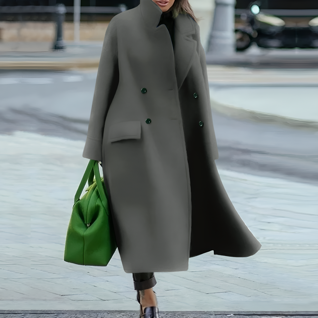 Women's Long Button-Up Trench Coat