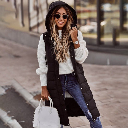 Women's Long Hooded Puffer Vest