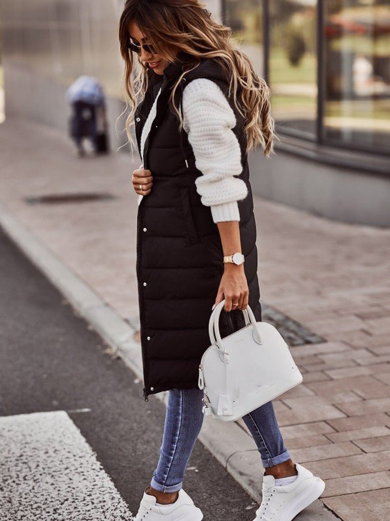 Women's Long Hooded Puffer Vest