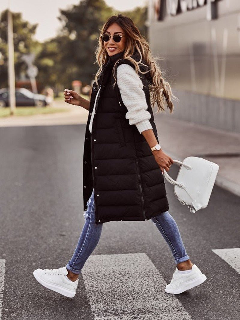 Women's Long Hooded Puffer Vest