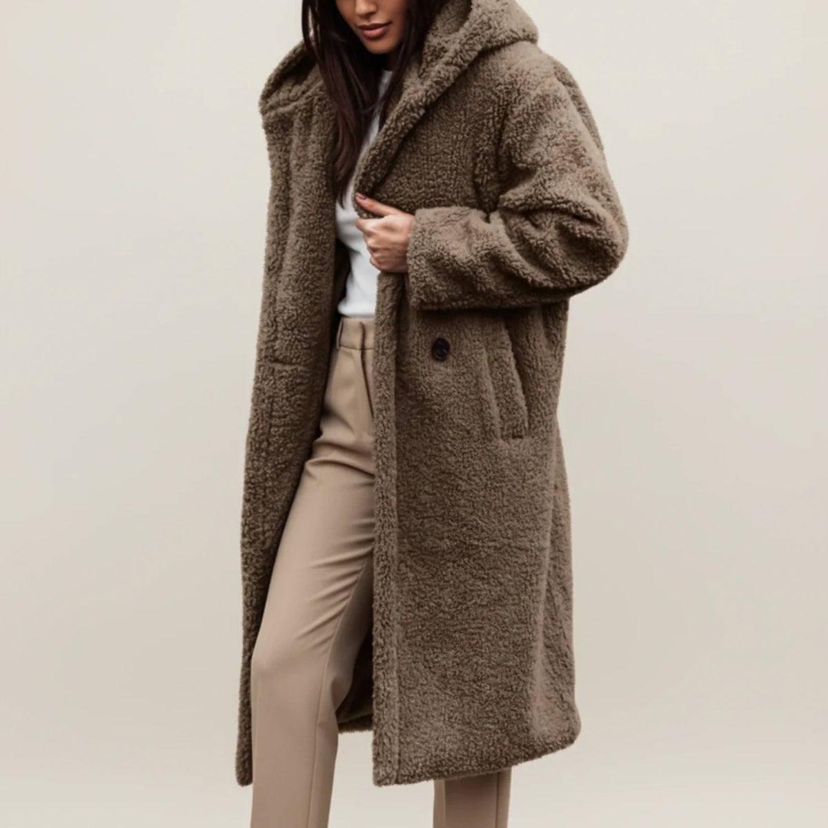 Women's Long Hooded Teddy Winter Coat