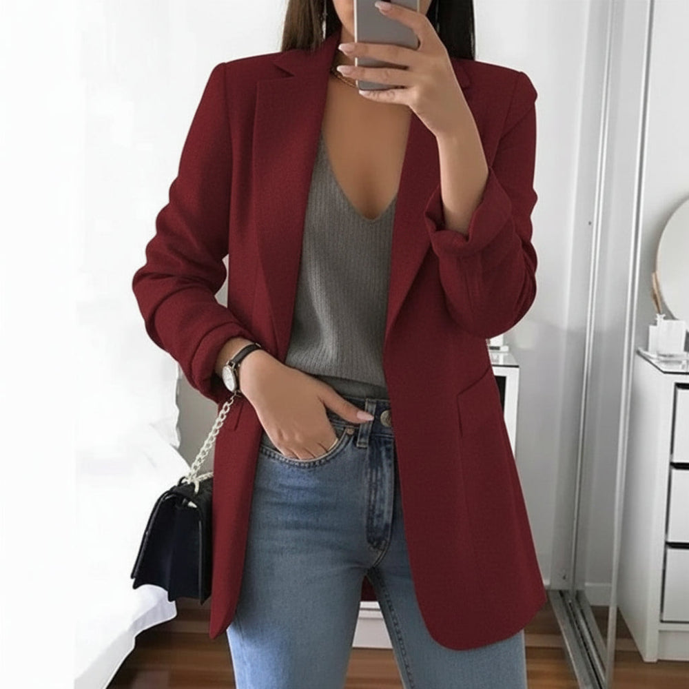 Women's Long-Sleeved Blazer with Notched Lapels