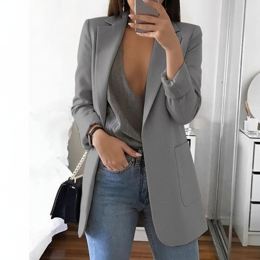 Women's Long-Sleeved Blazer with Notched Lapels