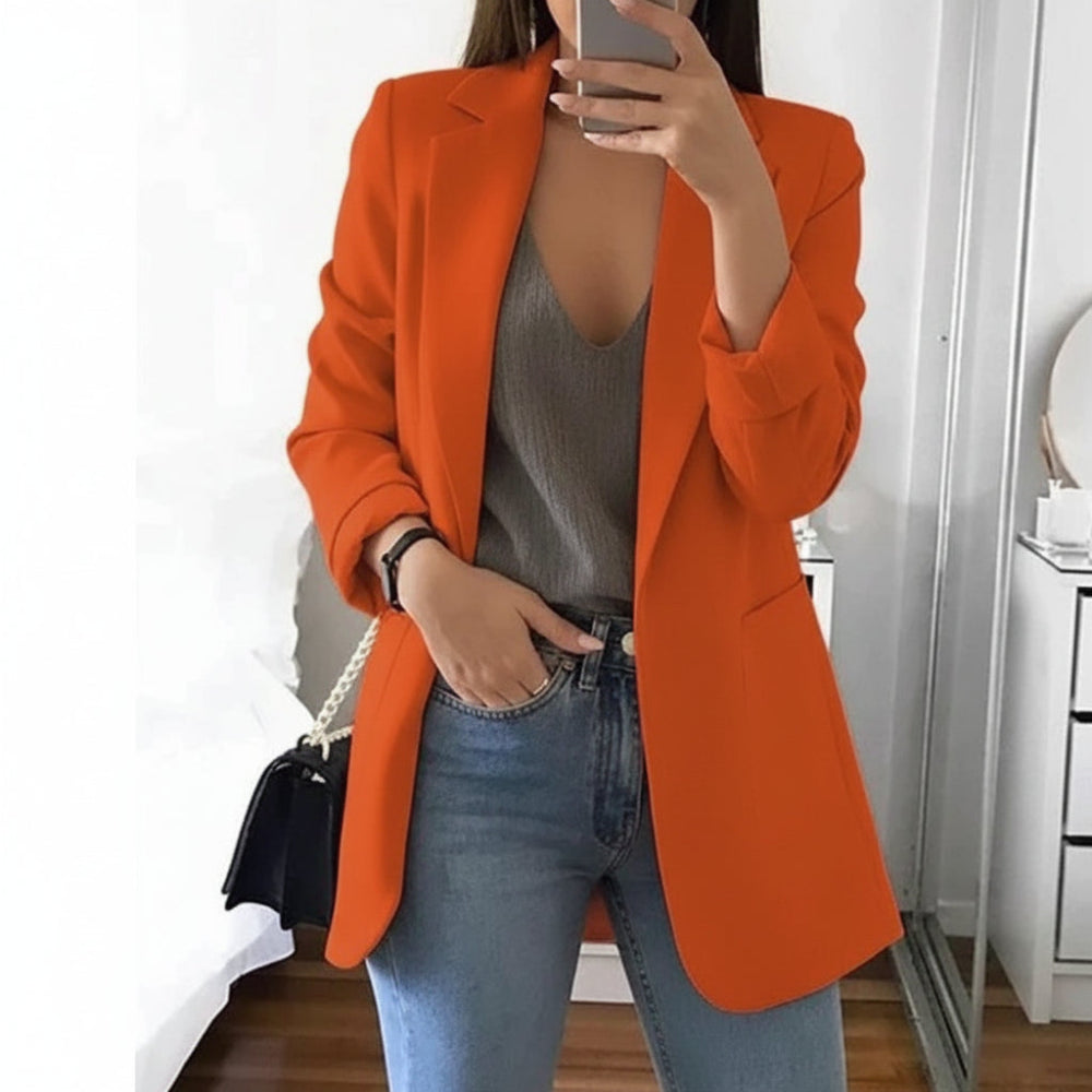 Women's Long-Sleeved Blazer with Notched Lapels