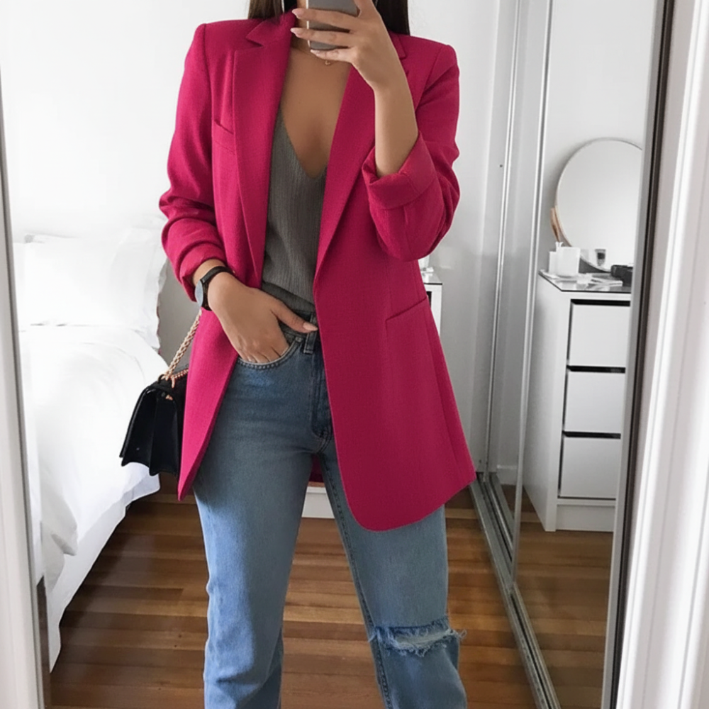 Women's Long-Sleeved Blazer with Notched Lapels