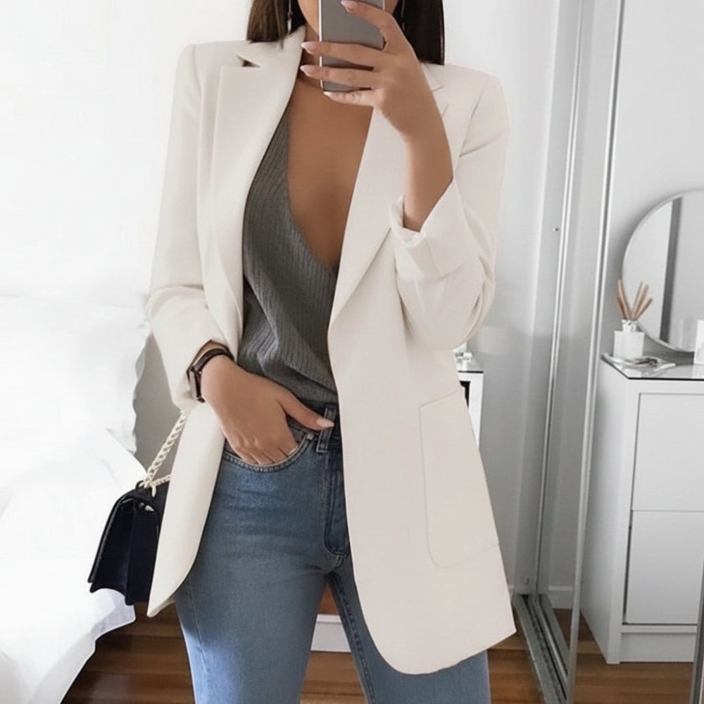 Women's Long-Sleeved Blazer with Notched Lapels