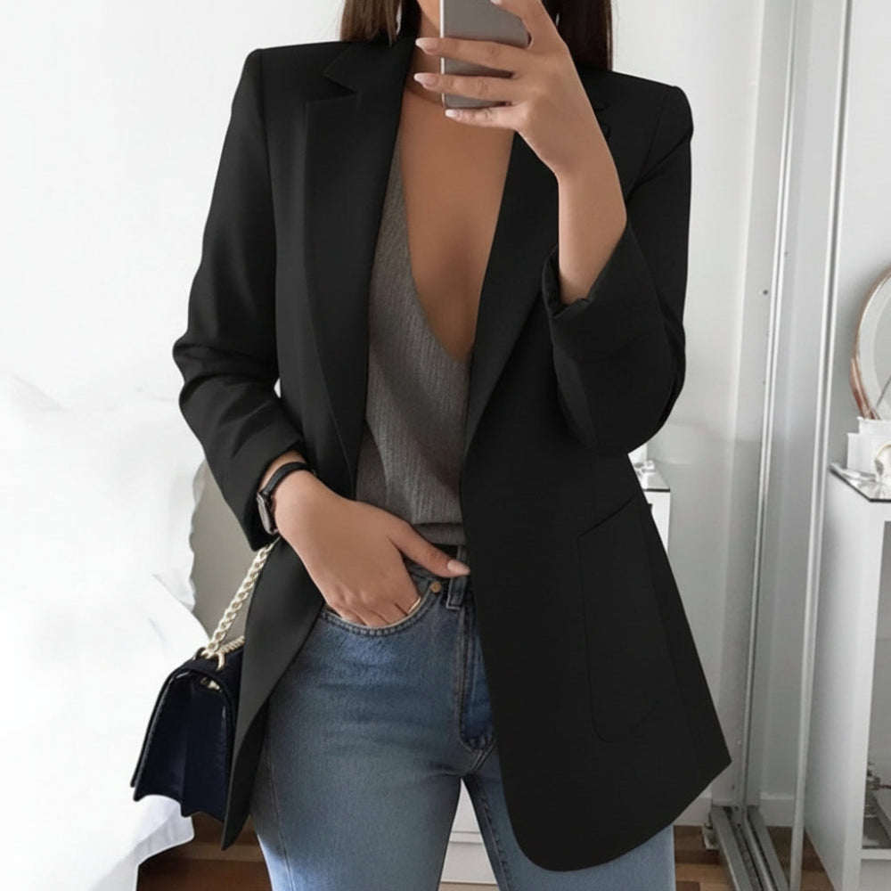 Women's Long-Sleeved Blazer with Notched Lapels