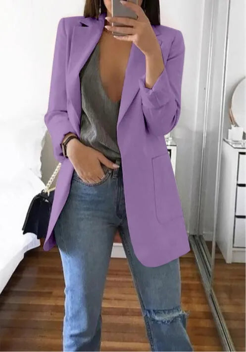 Women's Long-Sleeved Blazer with Notched Lapels