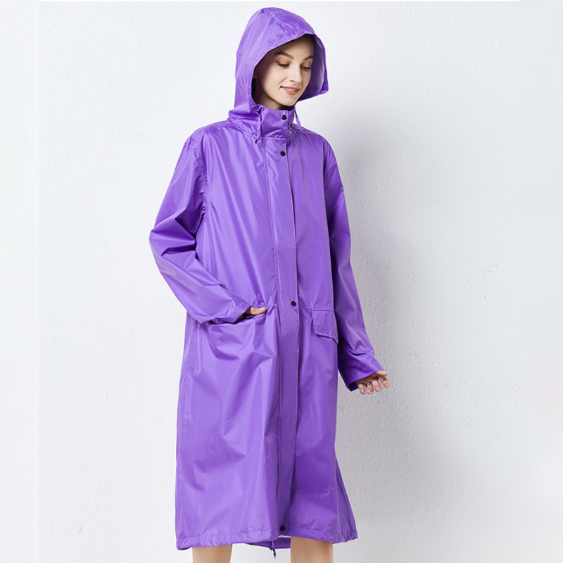 Women's Long Waterproof Hooded Raincoat