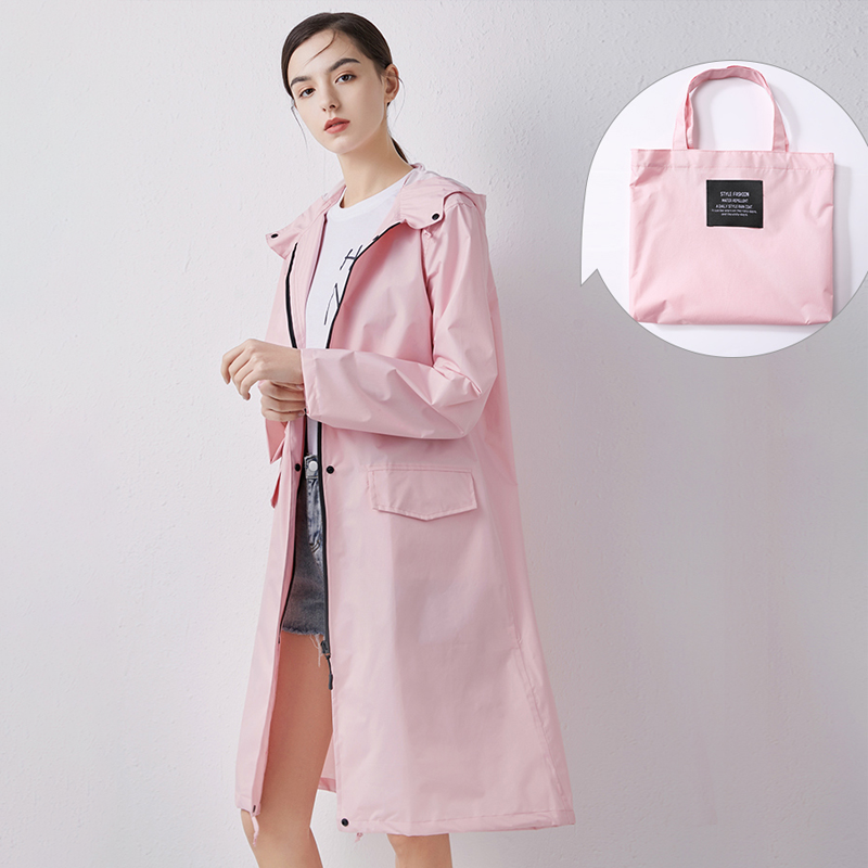Women's Long Waterproof Hooded Raincoat
