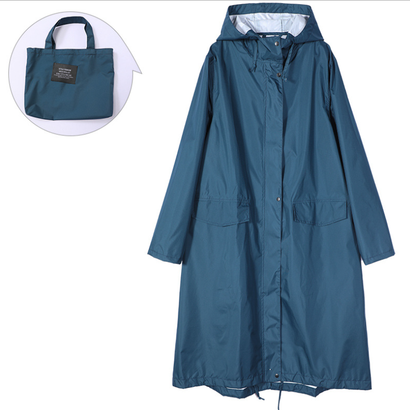 Women's Long Waterproof Hooded Raincoat