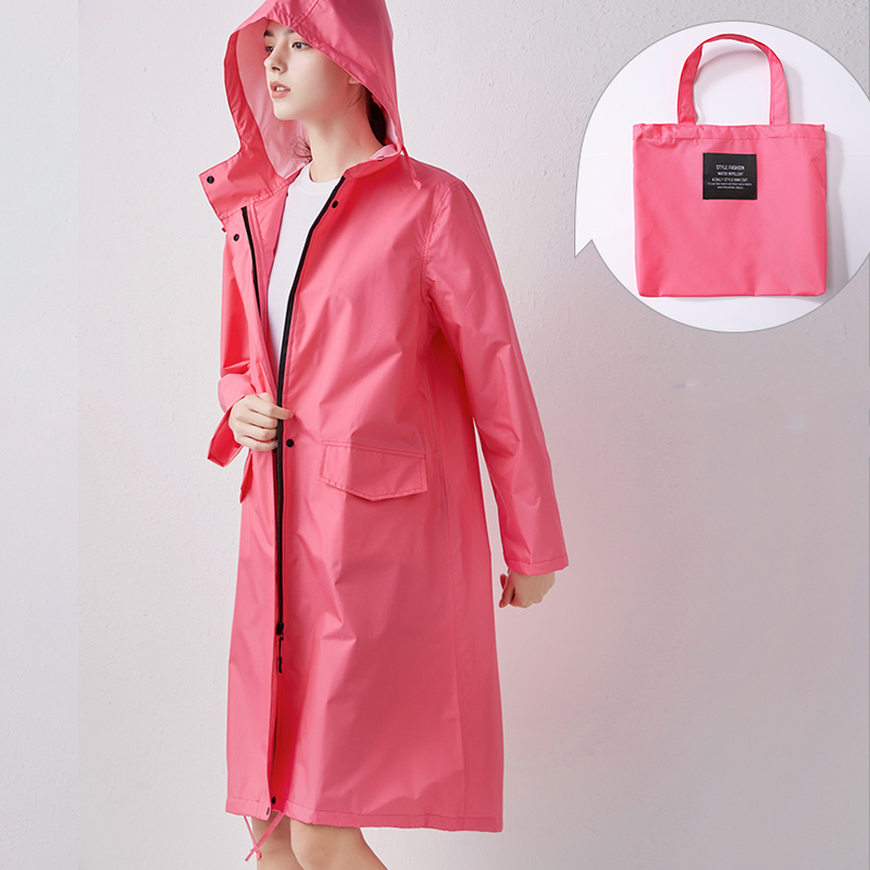 Women's Long Waterproof Hooded Raincoat