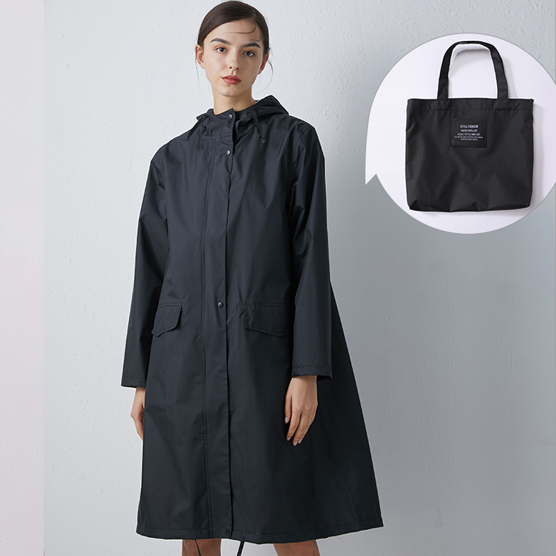 Women's Long Waterproof Hooded Raincoat