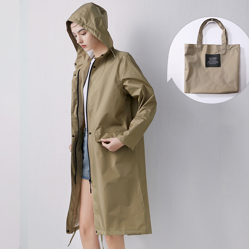 Women's Long Waterproof Hooded Raincoat