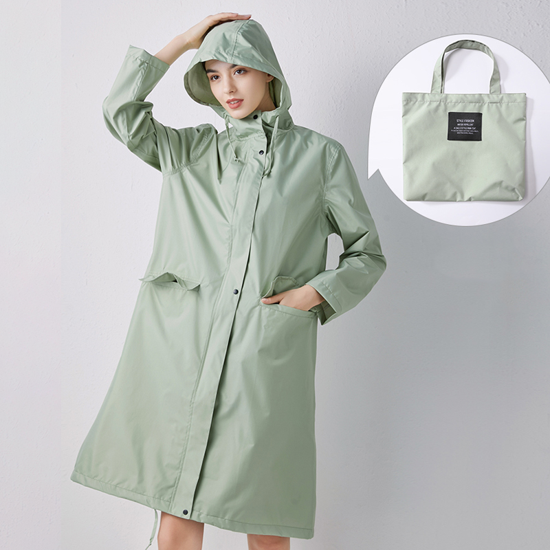Women's Long Waterproof Hooded Raincoat
