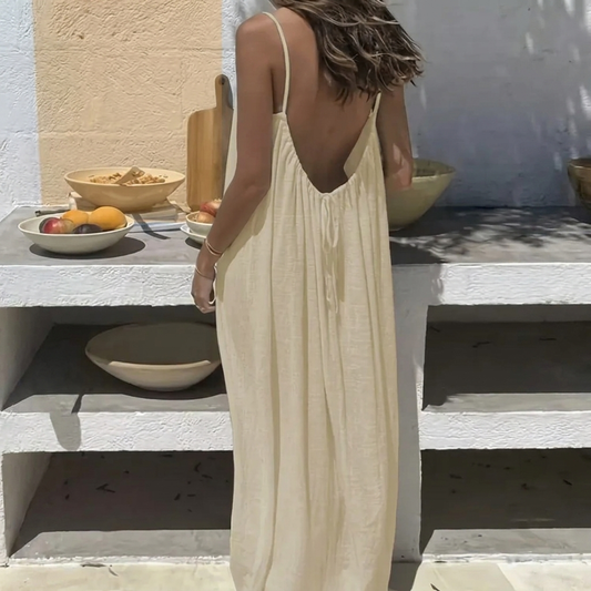 Women's Loose Fit Backless Long Homewear Dress