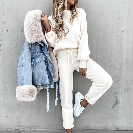 Women's Lounge Sweater Set with Tie Waist